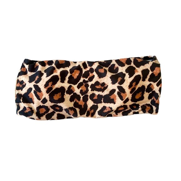 Other - NWOT Leopard Cheetah Animal Print Padded Bandeau Crop Bikini Top Medium